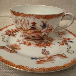 Vintage Hand Painted Japan Eggshell Porcelain Tea Cup & Saucer – Chinoiserie